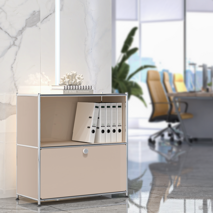Flip-Top Side Table Taupe - Sideboard, Storage Cabinet