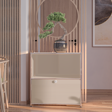 Flip-Top Side Table Taupe - Sideboard, Storage Cabinet