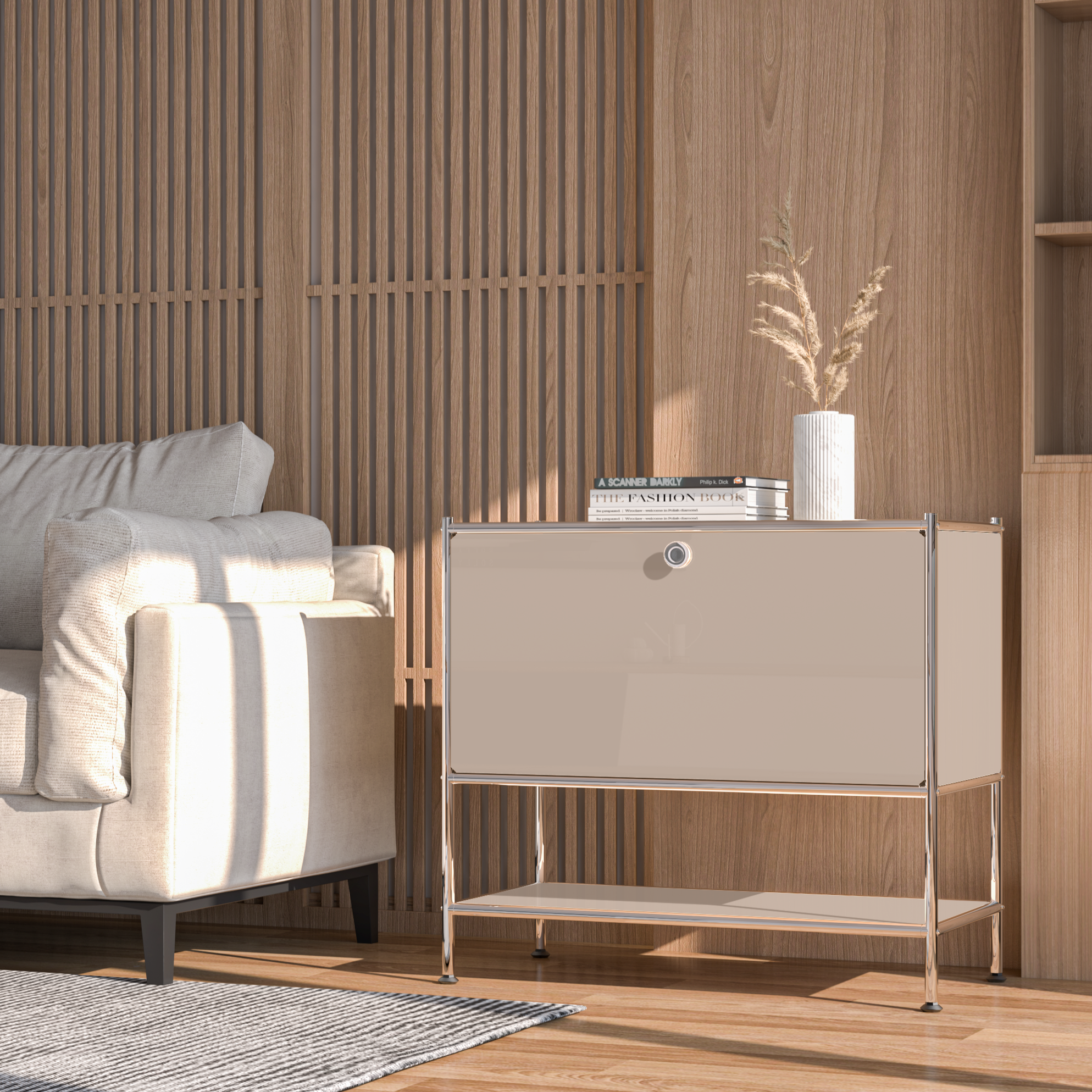 SIMPLINK 27.5-Inch Metal Side Table with Flap Door