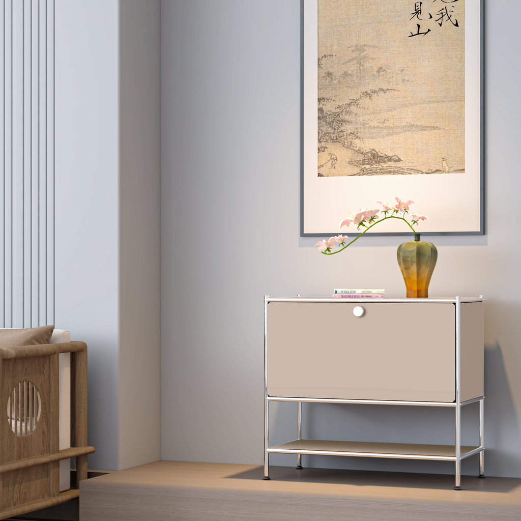 SIMPLINK 27.5-Inch Metal Side Table with Flap Door