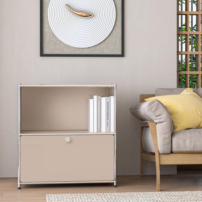 Flip-Top Side Table Taupe - Sideboard, Storage Cabinet