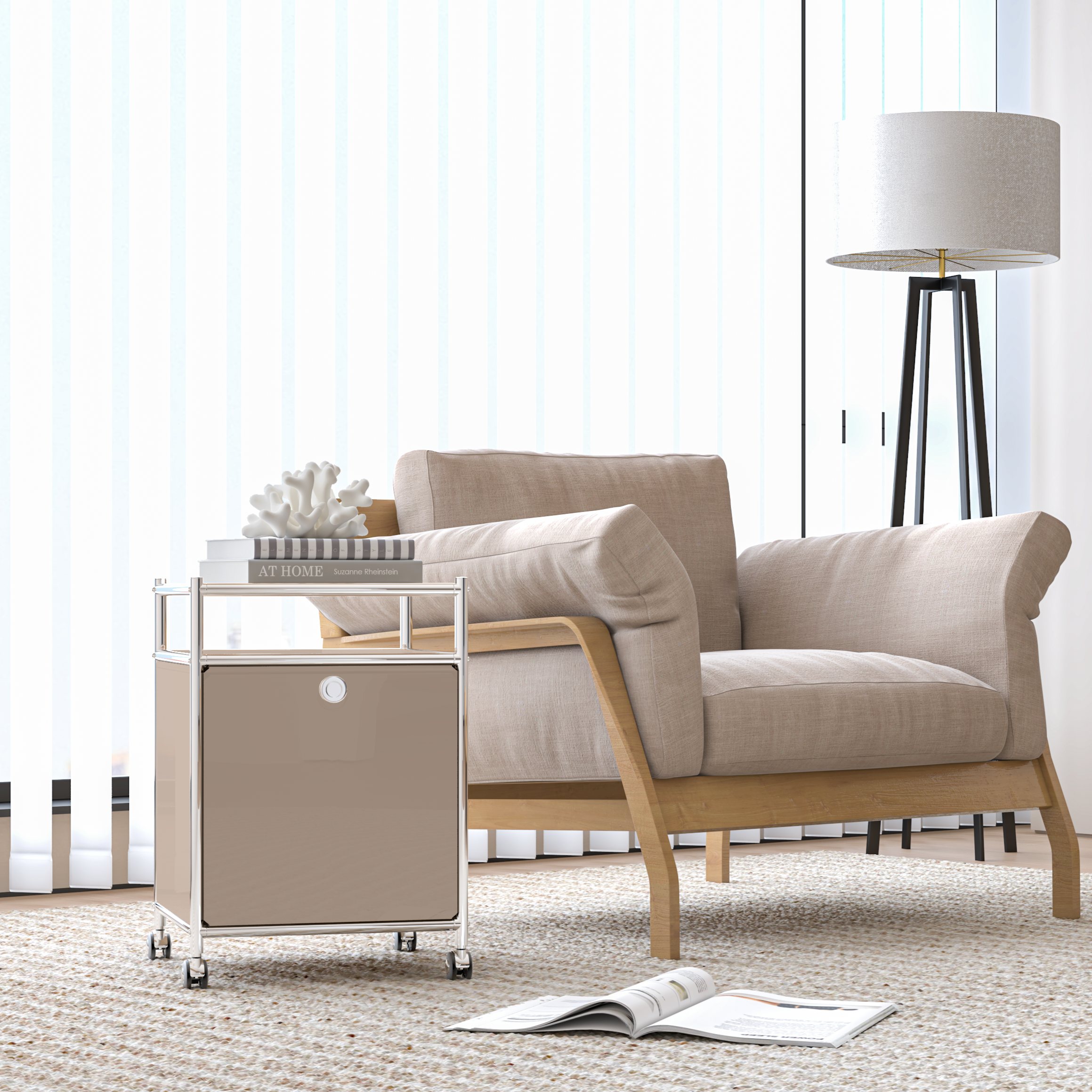 SIMPLINK 23-Inch Metal Storage Cart with Flap Door