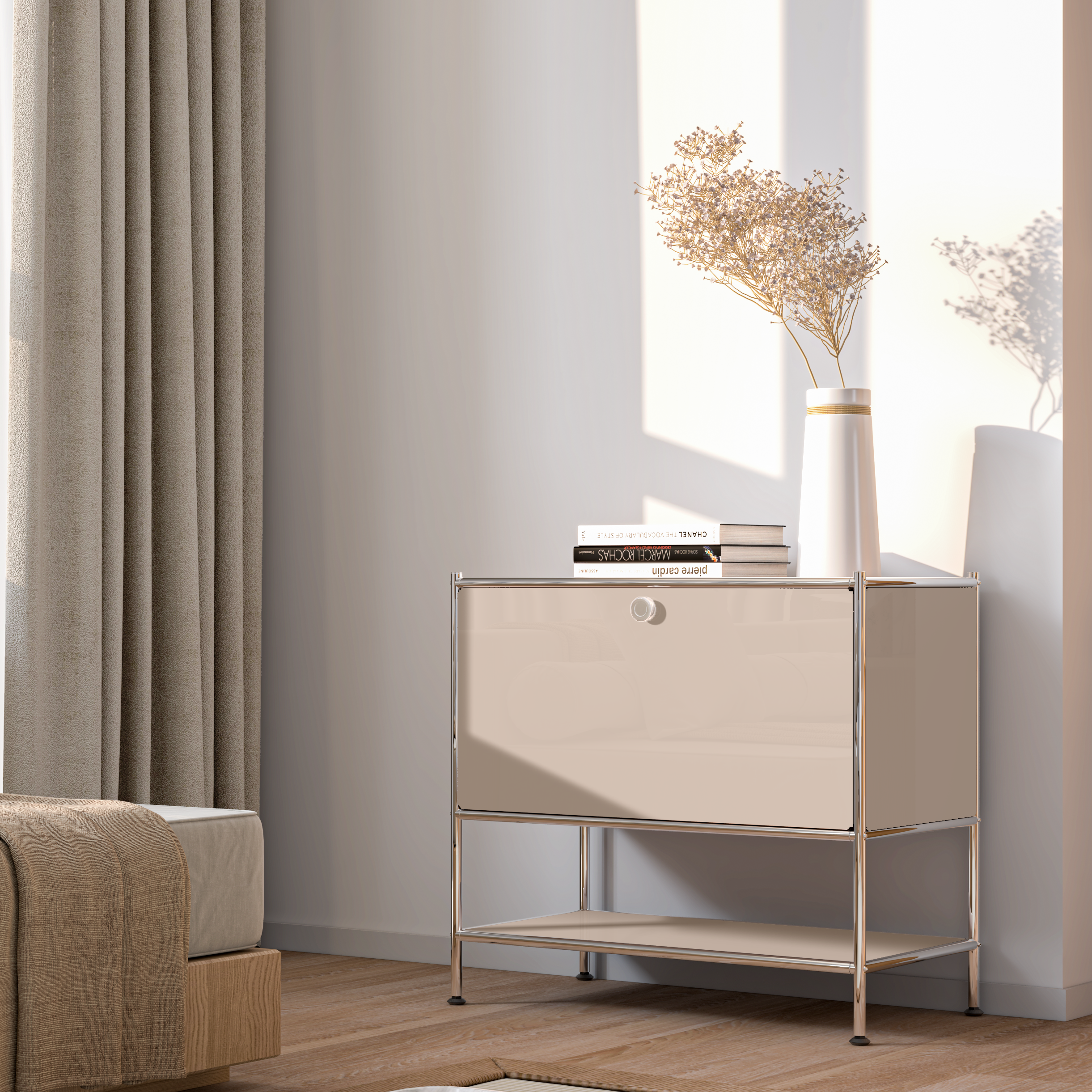SIMPLINK 27.5-Inch Metal Side Table with Flap Door
