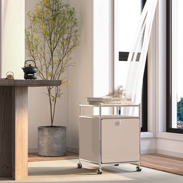 Storage Cart with 1 Flap Door Taupe