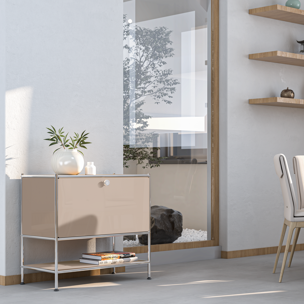 SIMPLINK 27.5-Inch Metal Side Table with Flap Door