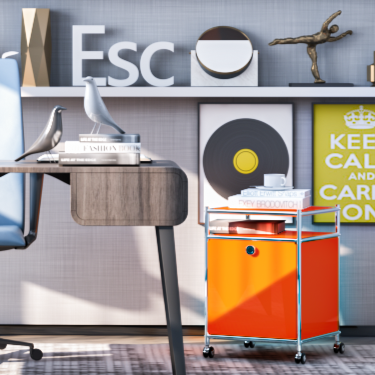 Storage Cart with 1 Flap Door Orange