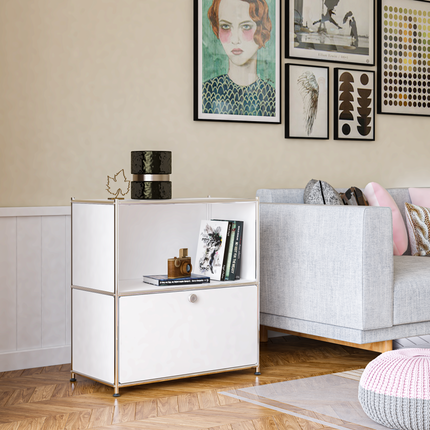 Flip-Top Side Table White - Sideboard, Storage Cabinet
