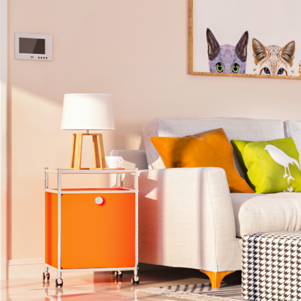 Storage Cart with 1 Flap Door Orange