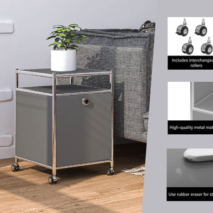 Storage Cart with 1 Flap Door Grey