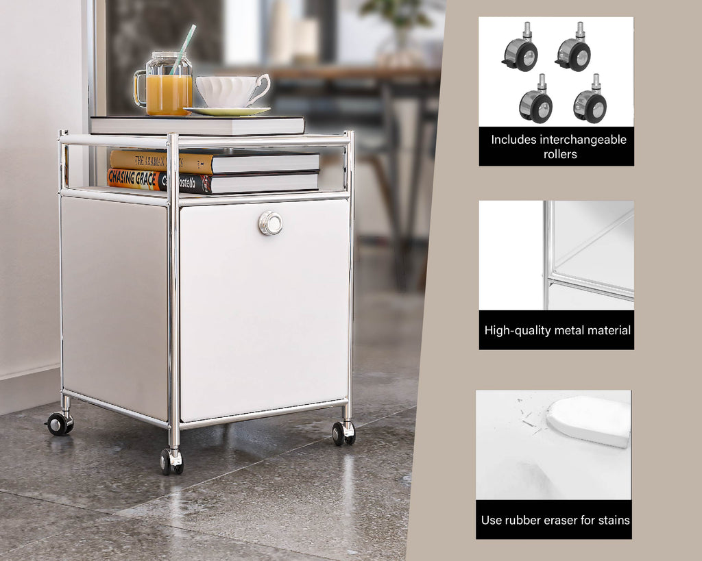 SIMPLINK 23-Inch Metal Storage Cart with Flap Door