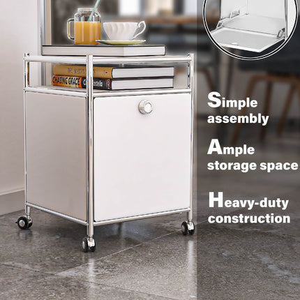 Storage Cart with 1 Flap Door White