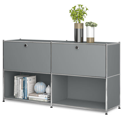 Metal Sideboard with 2 Flap Doors Grey