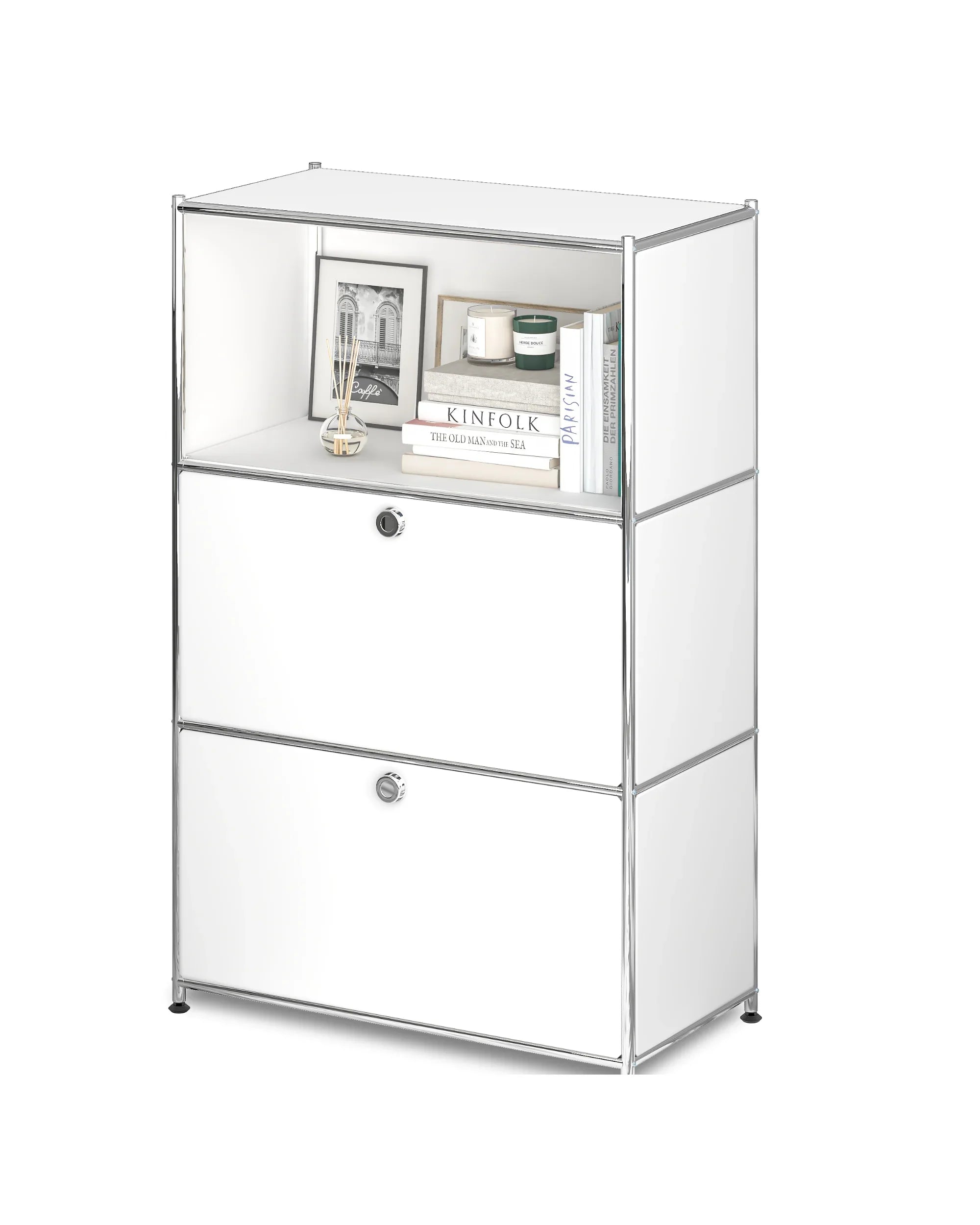 SIMPLINK 47-Inch Metal Storage Cabinet with Open Shelves