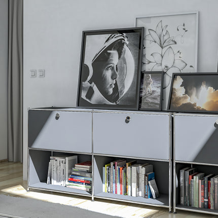 Metal Sideboard with 2 Flap Doors Grey