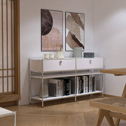 Metal Console Table with 2 Drawers White