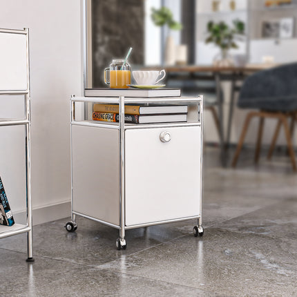 Storage Cart with 1 Flap Door White