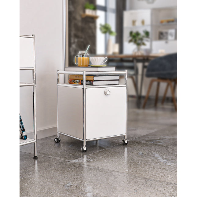 Storage Cart with 1 Flap Door White