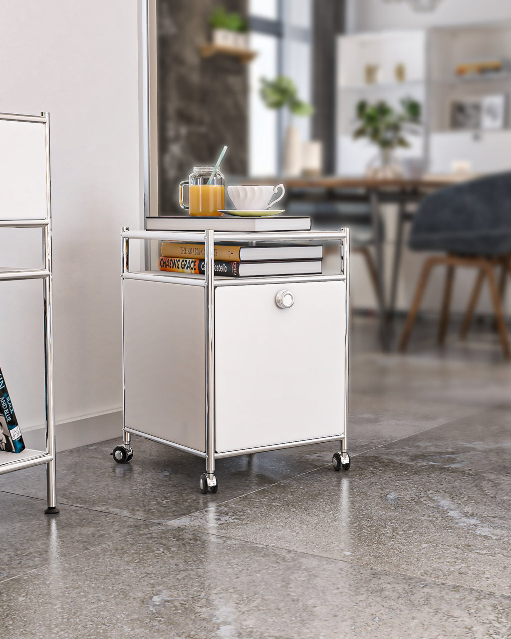 SIMPLINK 23-Inch Metal Storage Cart with Flap Door