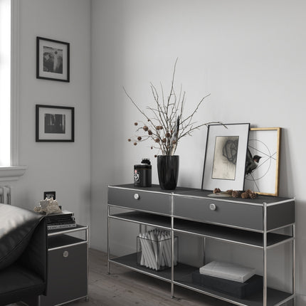 Metal Console Table with 2 Drawers Grey