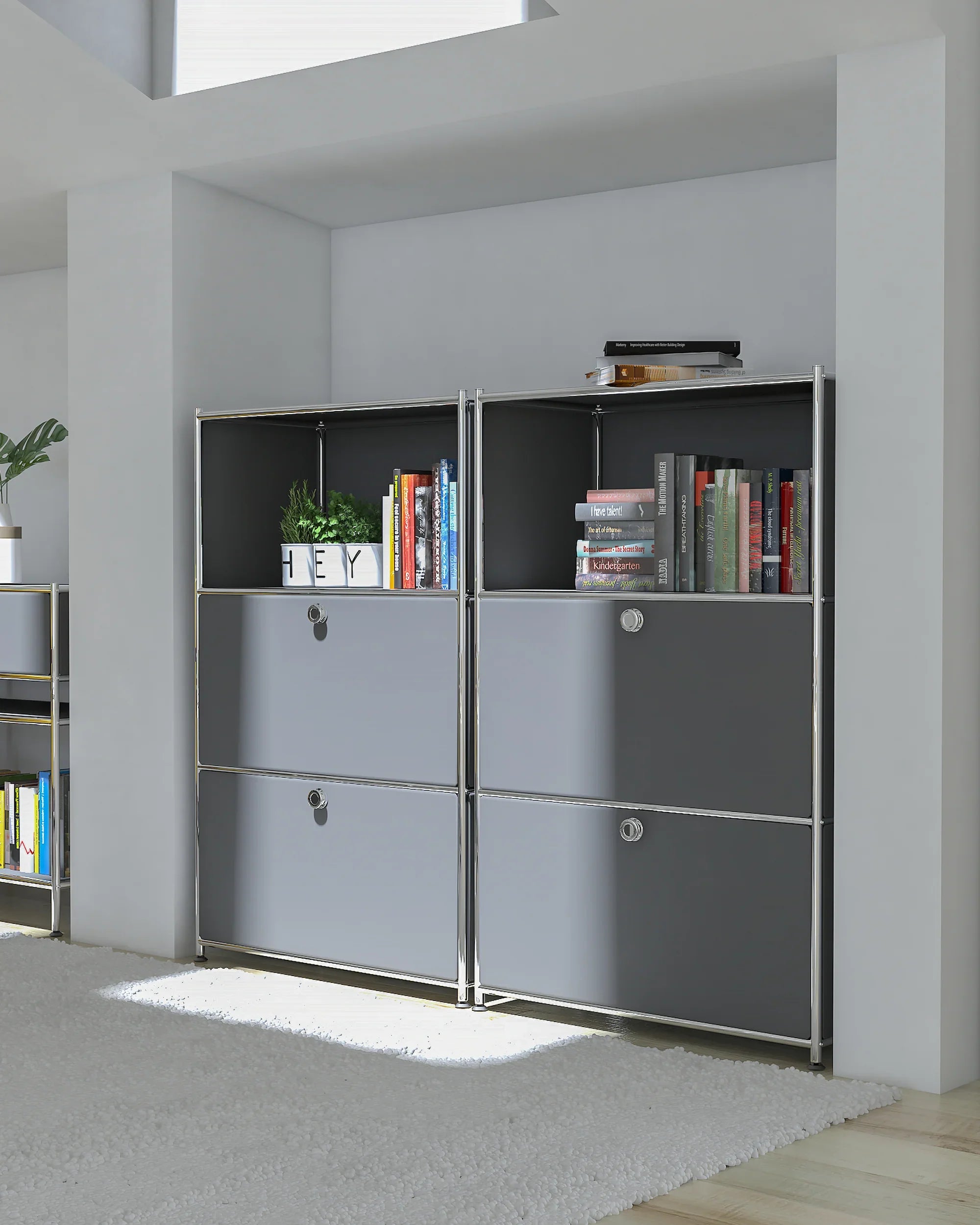 SIMPLINK 47-Inch Metal Storage Cabinet with Open Shelves