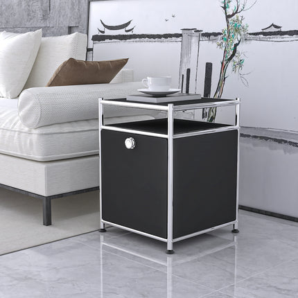 Storage Cart with 1 Flap Door Black