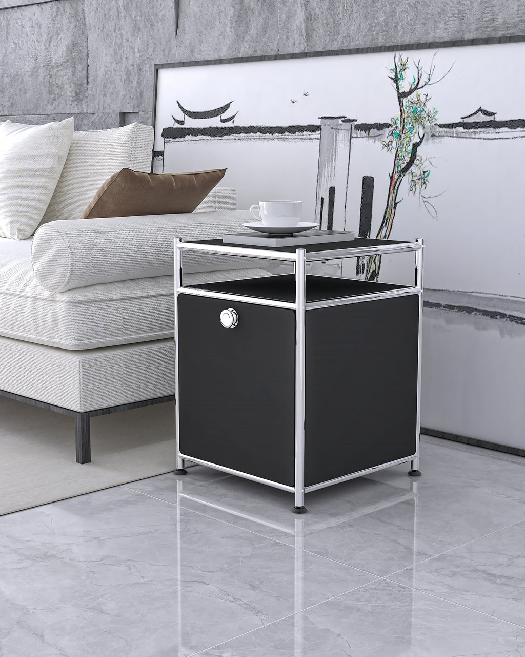 SIMPLINK 23-Inch Metal Storage Cart with Flap Door