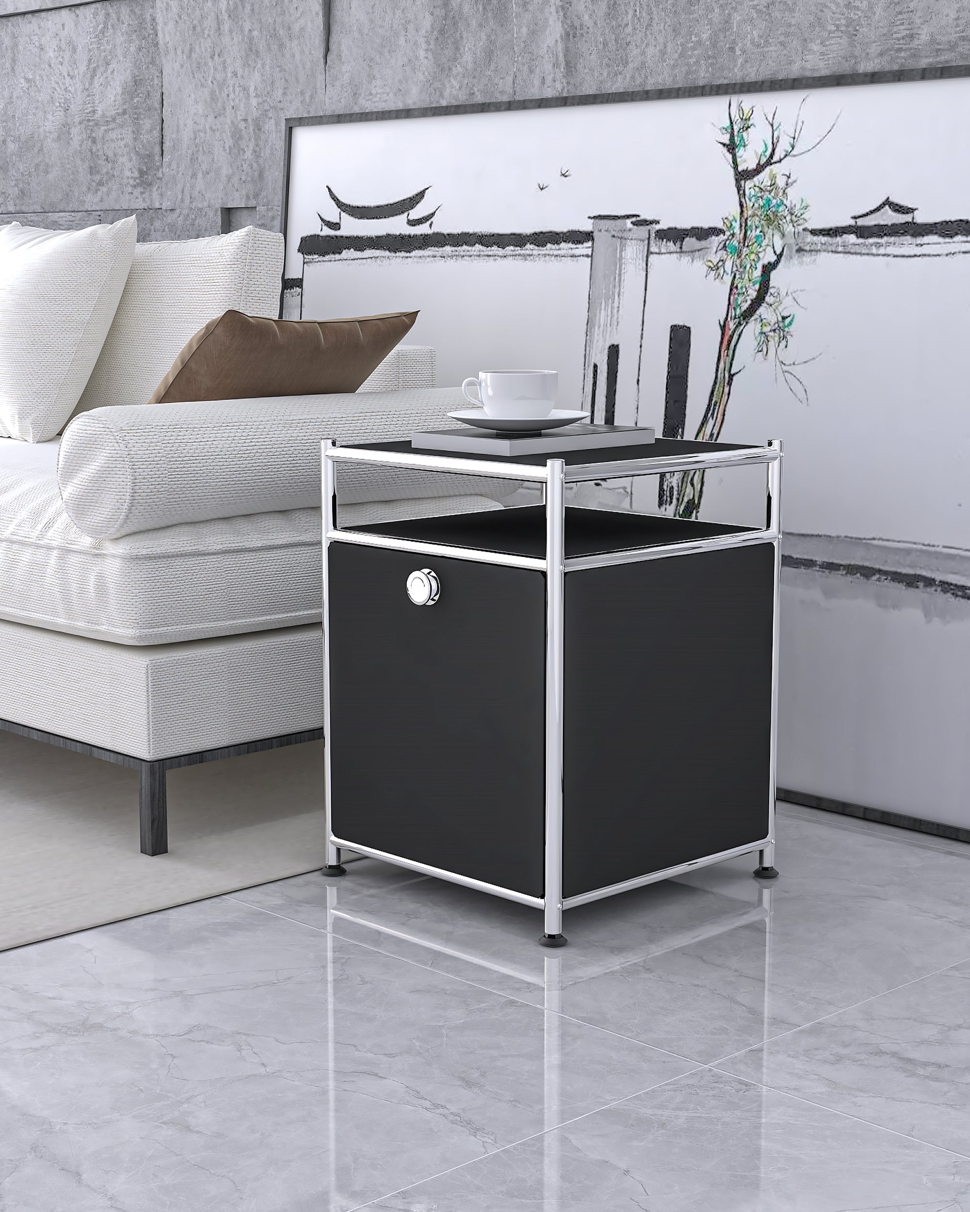 SIMPLINK 23-Inch Metal Storage Cart with Flap Door
