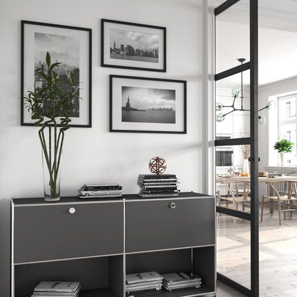 Metal Sideboard with 2 Flap Doors Grey