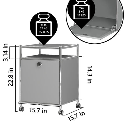 Storage Cart with 1 Flap Door Grey