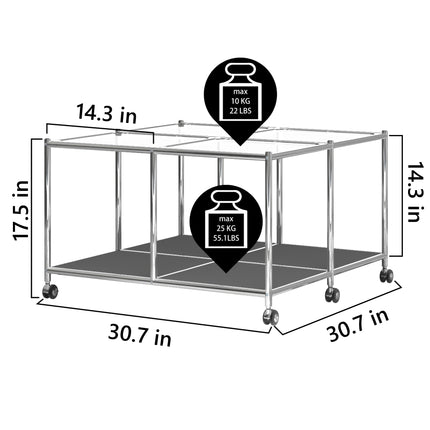 Metal Square Coffee Table with Storage Black