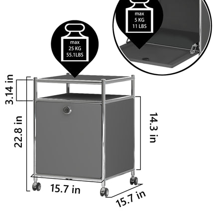 Storage Cart with 1 Flap Door Black