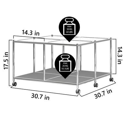 Metal Square Coffee Table with Storage Grey