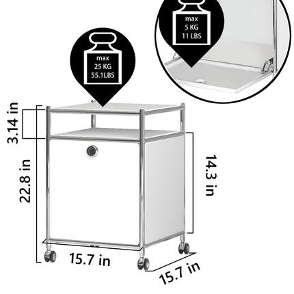 Storage Cart with 1 Flap Door White