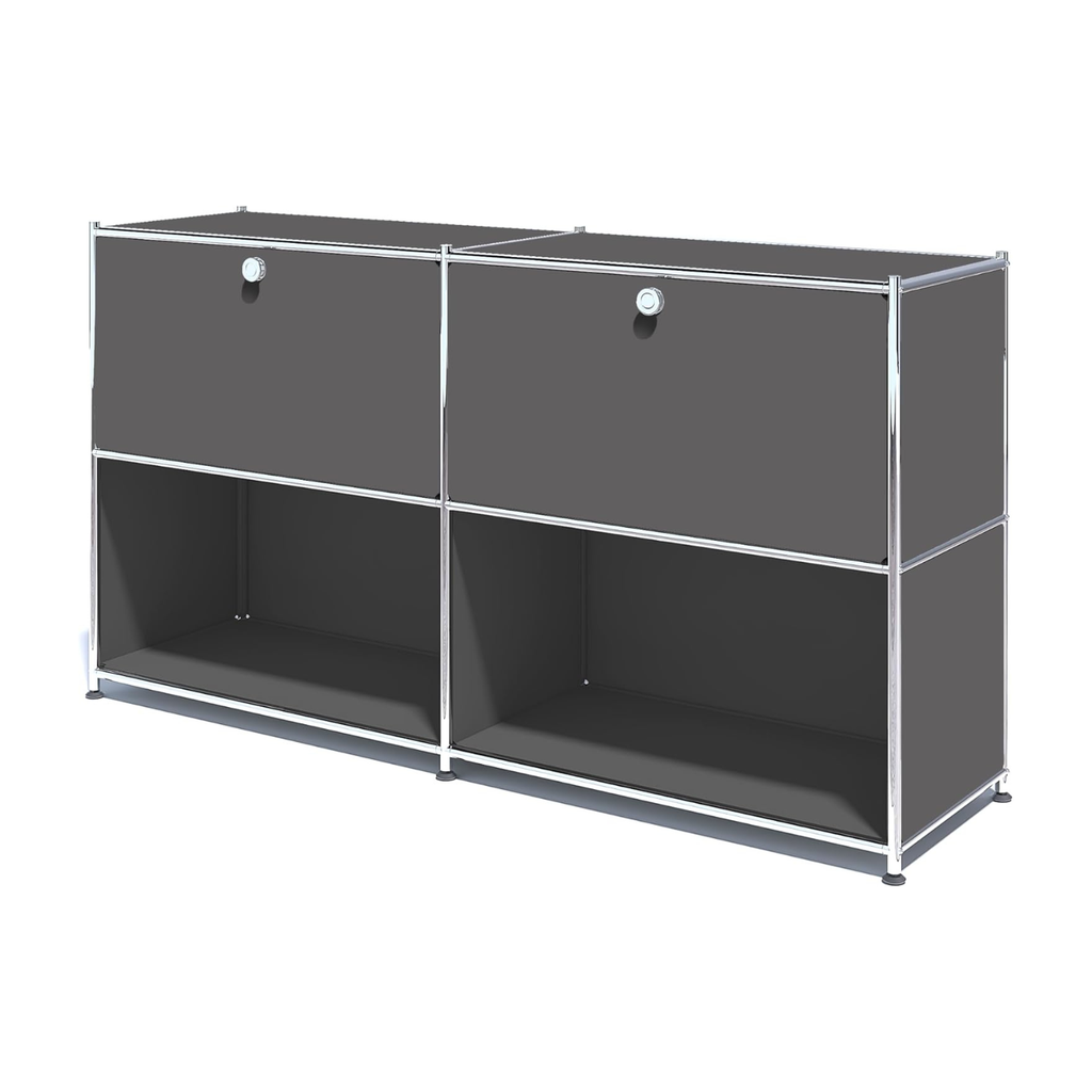 SIMPLINK 60-Inch Wide Metal Sideboard Cabinet with 2 Flap Doors