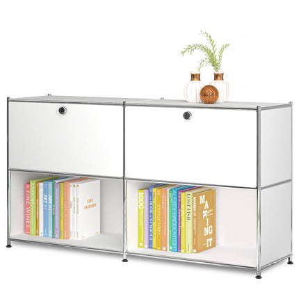 Metal Sideboard with 2 Flap Doors White