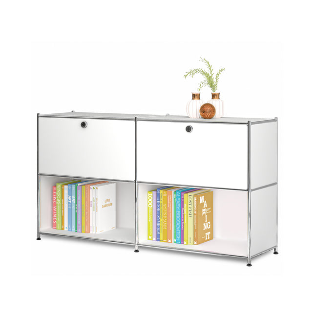 Metal Sideboard with 2 Flap Doors White