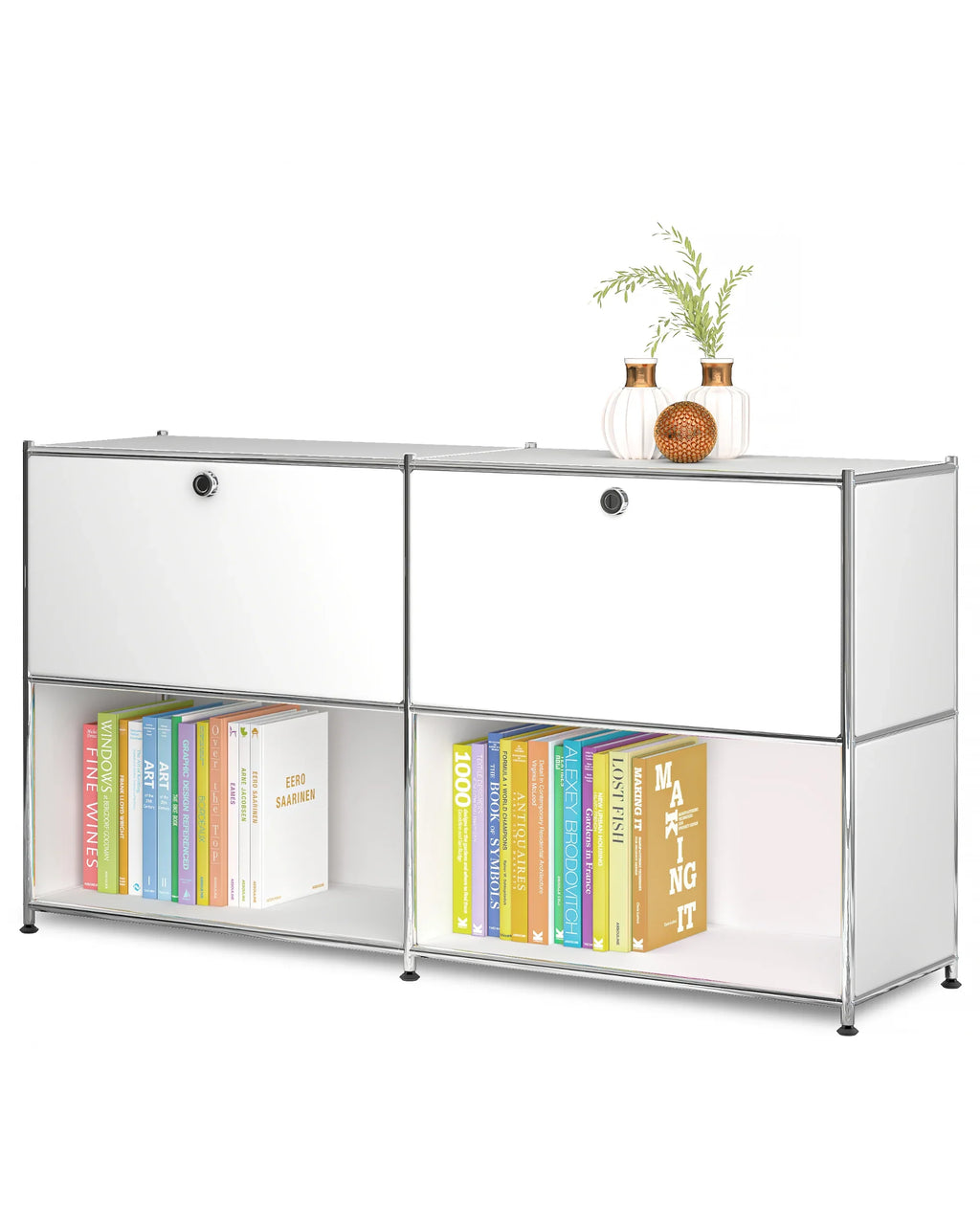 SIMPLINK 60-Inch Wide Metal Sideboard Cabinet with 2 Flap Doors