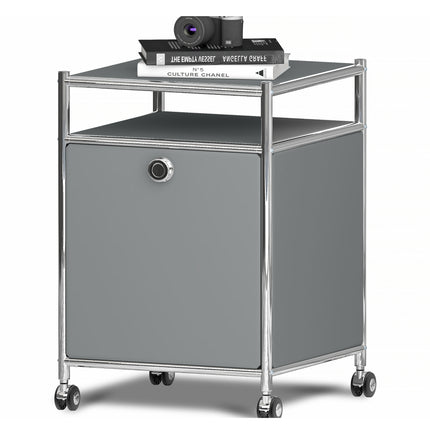 Storage Cart with 1 Flap Door Grey