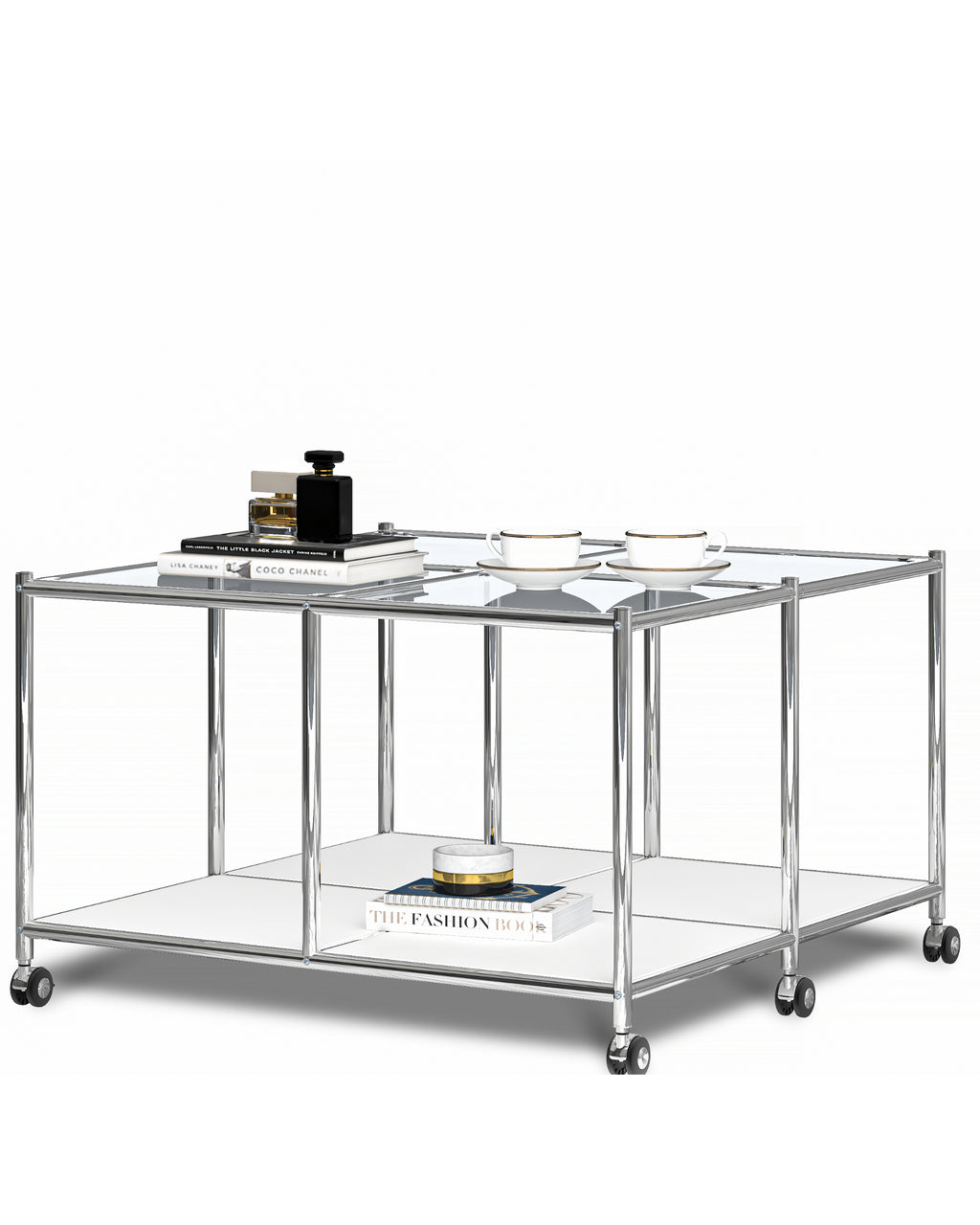 SIMPLINK 30.7-Inch Square Metal Coffee Table with Open Storage