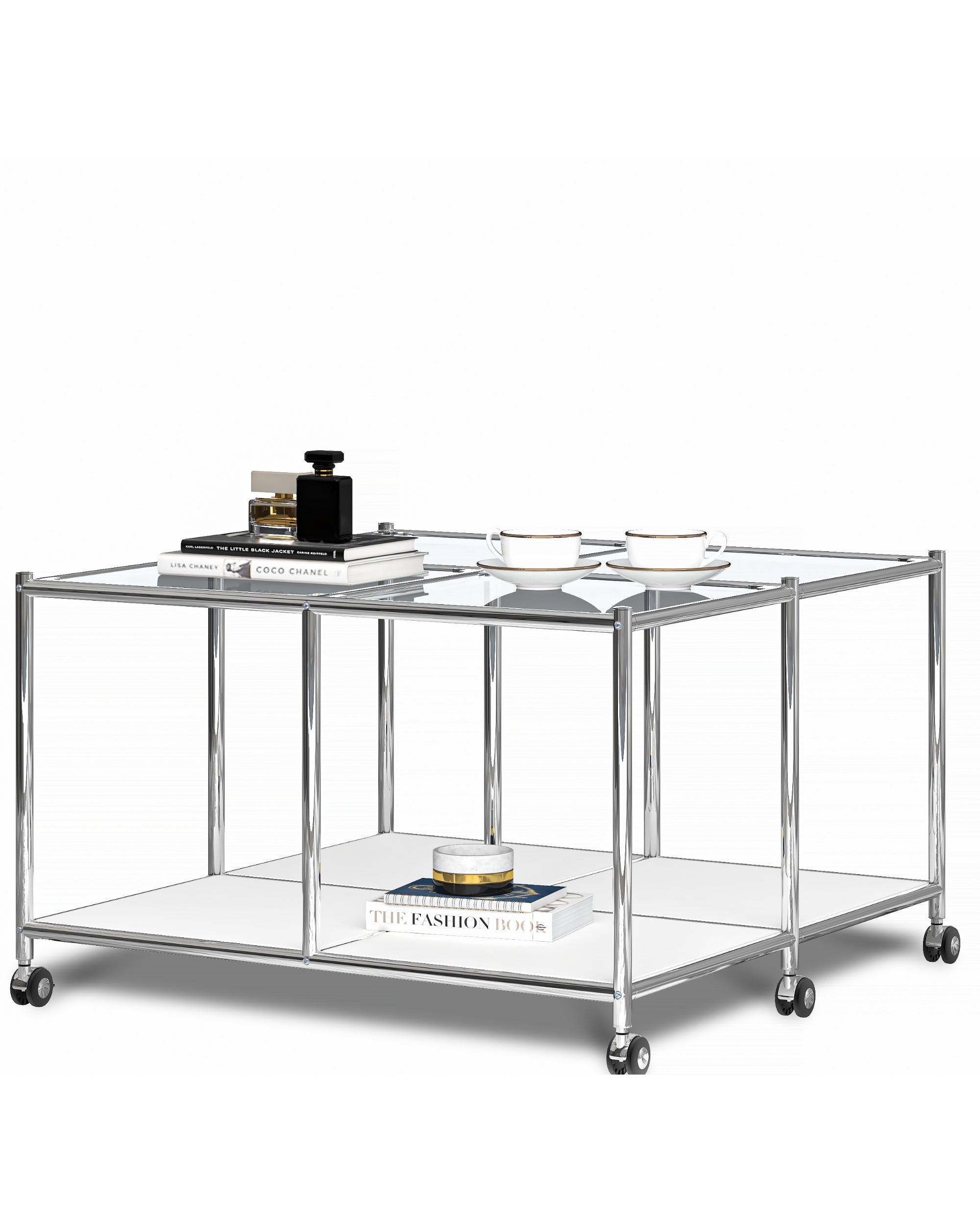 SIMPLINK 30.7-Inch Square Metal Coffee Table with Open Storage