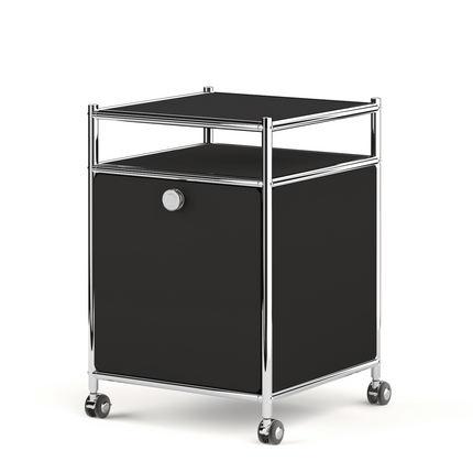 Storage Cart with 1 Flap Door Black