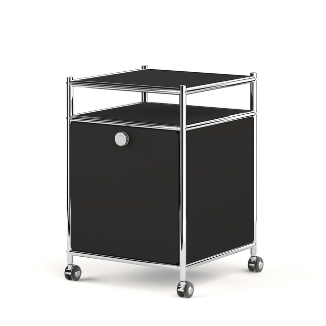 Storage Cart with 1 Flap Door Black