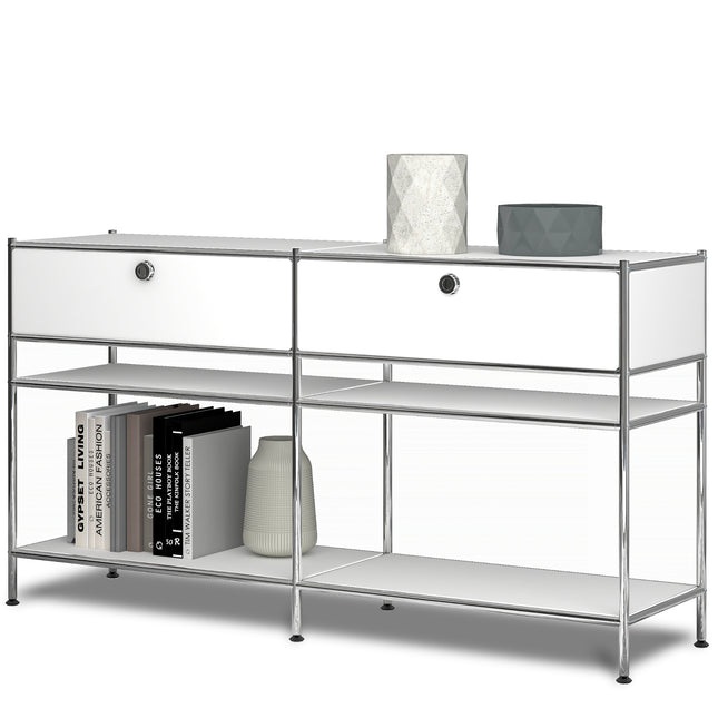 Metal Console Table with 2 Drawers White