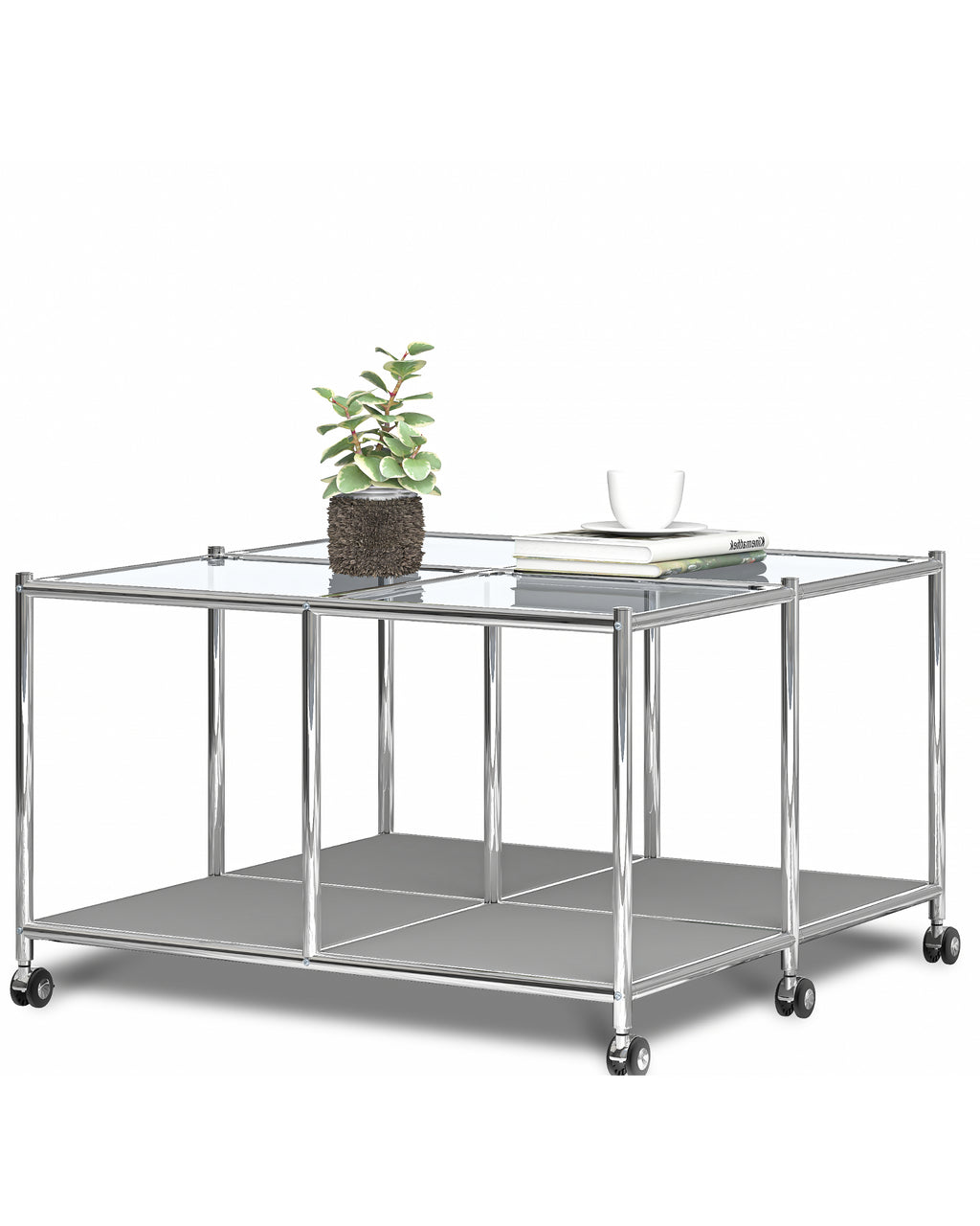 SIMPLINK 30.7-Inch Square Metal Coffee Table with Open Storage