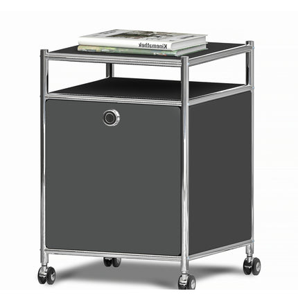 Storage Cart with 1 Flap Door Black