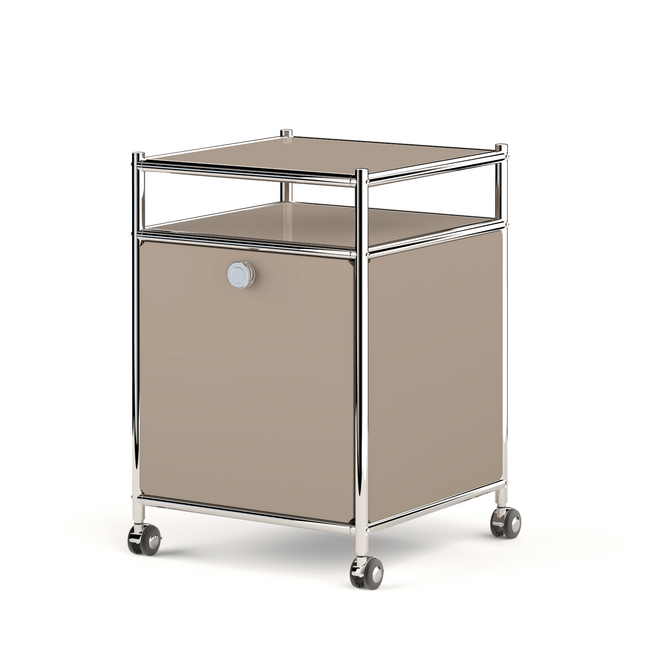 Storage Cart with 1 Flap Door Taupe