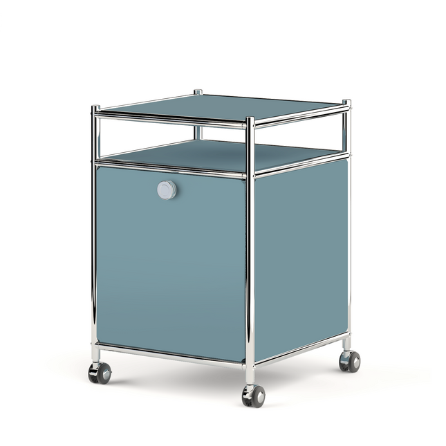 Storage Cart with 1 Flap Door Blue