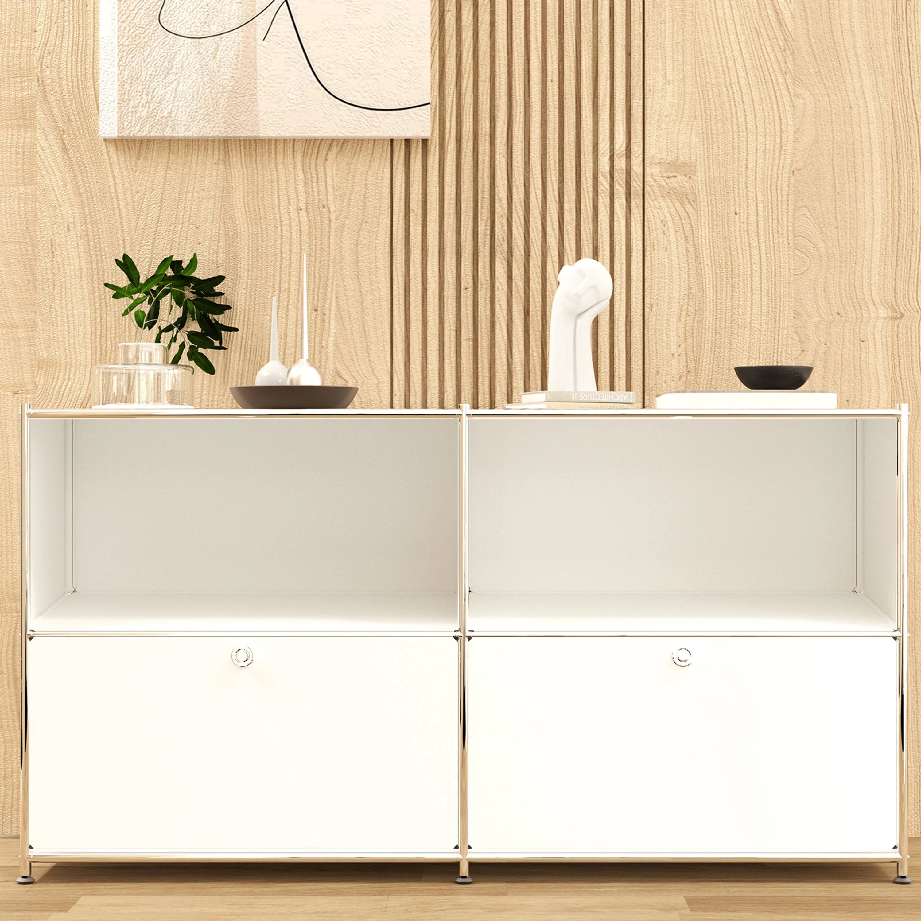 Simplink metal sideboard styled as modern storage cabinet with clean minimalist design
